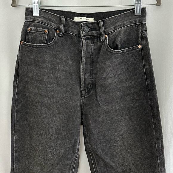 Pacsun Black Ultra High Rise Slim Button Fly Jeans Womens Size 26 - Picture 2 of 6